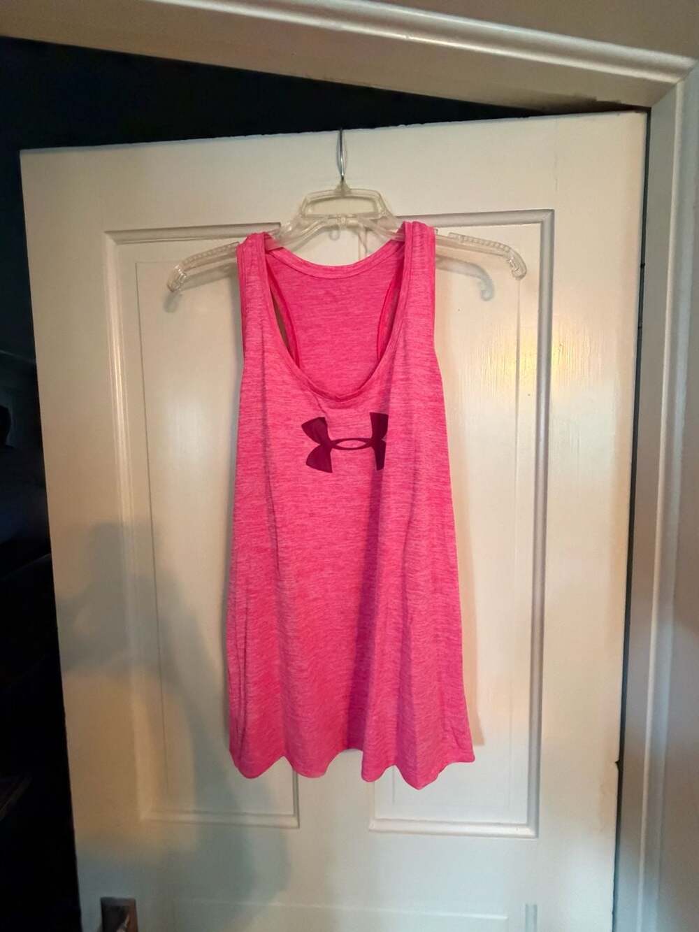 Under Armour Tech Twist Tank Top Pink Logo Workout Activewear